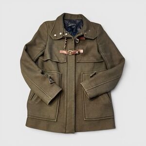 Zara Wool Coat Military Jacket Olive Green Gorpcore Y2K Utility Earthy Womens XS
